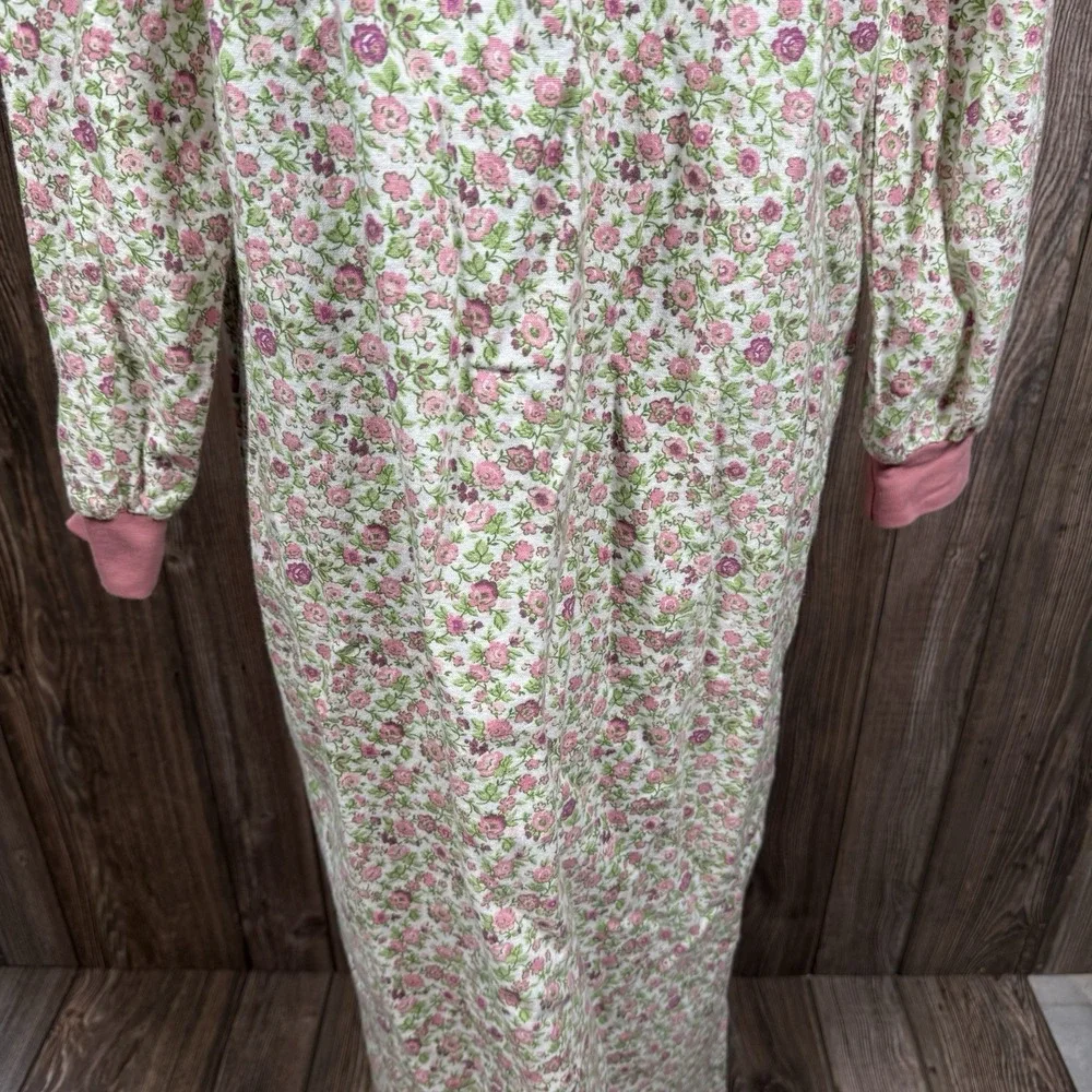Vermont Country Store Nightgown Sz M Pink Flannel Cotton Turtleneck Cottagecore‎